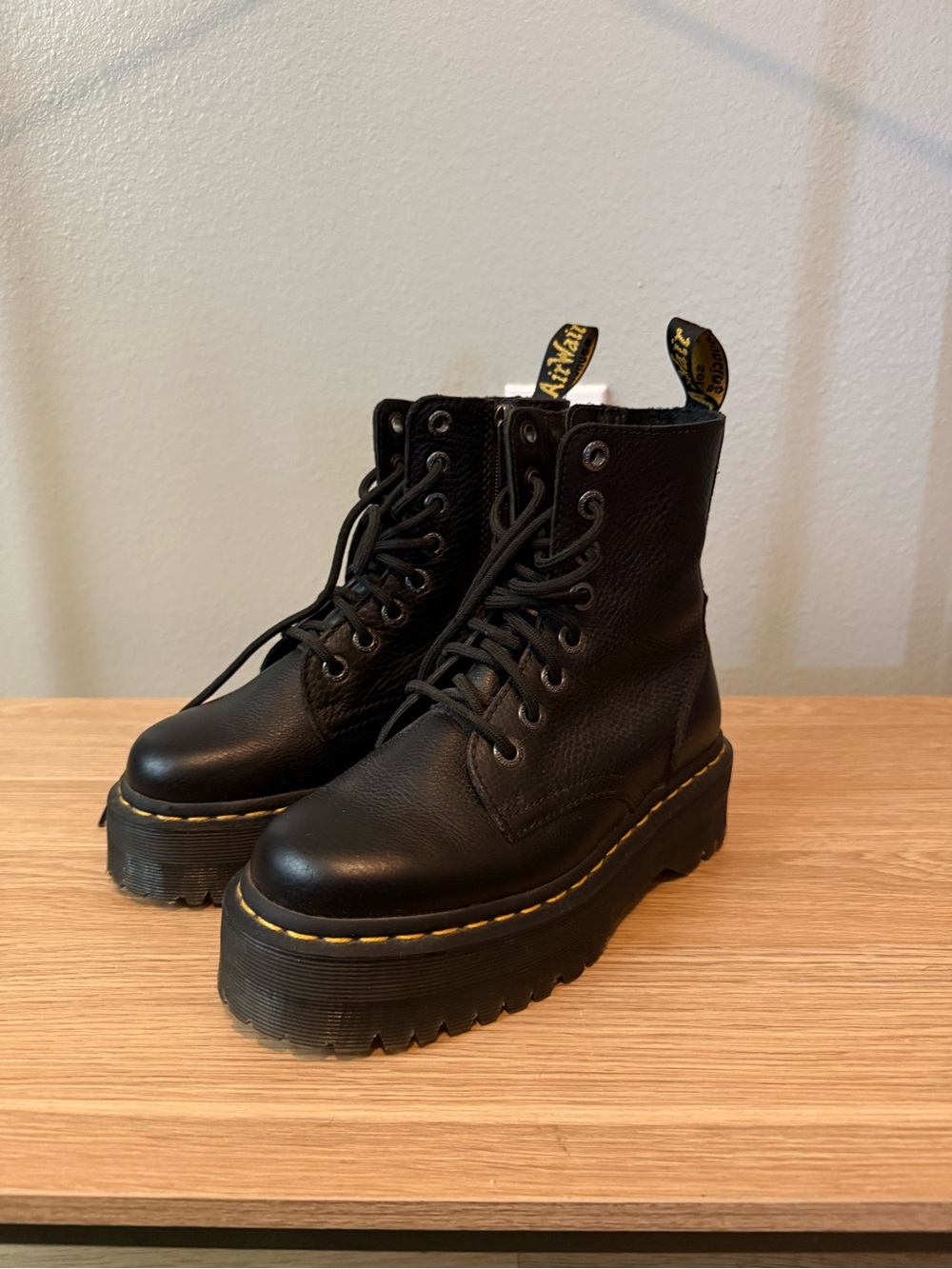 Black Platform Lace-Up Combat Boots